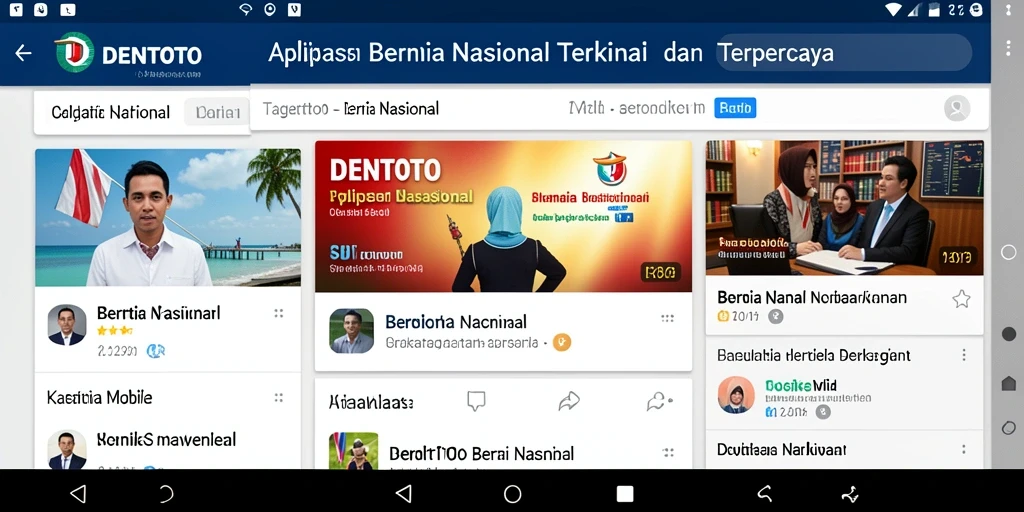 Screenshot antarmuka utama DENTOTO yang menampilkan berita nasional terkini.