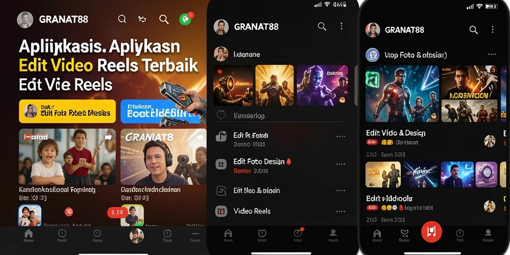 Tampilan antarmuka GRANAT88 saat mengedit video reels.