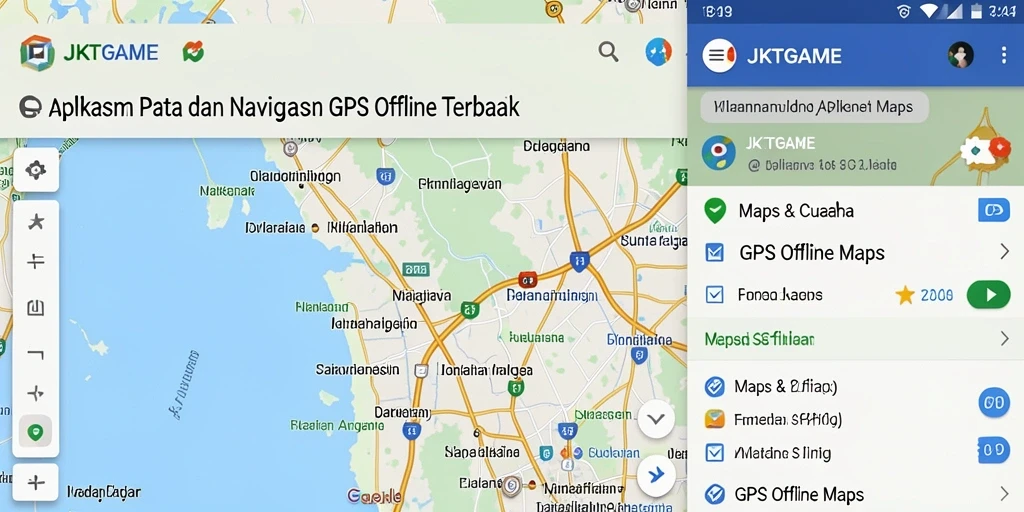 Antarmuka JKTGAME dengan peta GPS Offline yang informatif dan mudah dipahami.