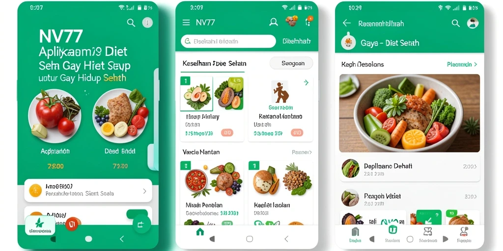 Tampilan antarmuka NV77 yang sederhana dan menarik untuk diet sehat.