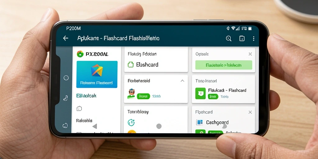 Antarmuka aplikasi Flashcard P200M yang interaktif dan mudah digunakan.
